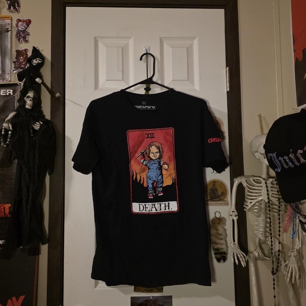 Forever 21 Black Graphic 'Death' Tarot Tee with Red and Cream Artwork